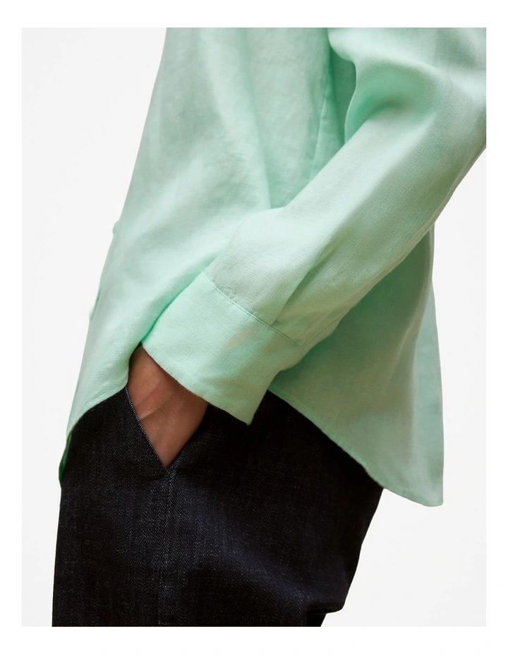 Linen Classic Long Sleeve Shirt in Peppermint image 3