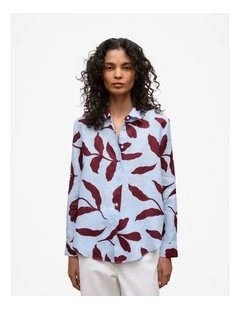 Karra Linen Long Sleeve Shirt in Sky