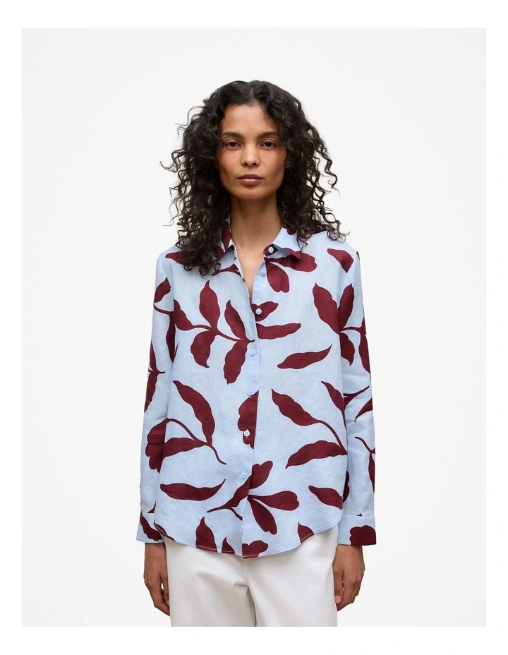 Karra Linen Long Sleeve Shirt in Sky image 1