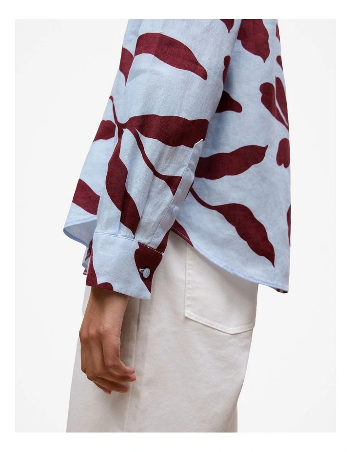 Karra Linen Long Sleeve Shirt in Sky image 3