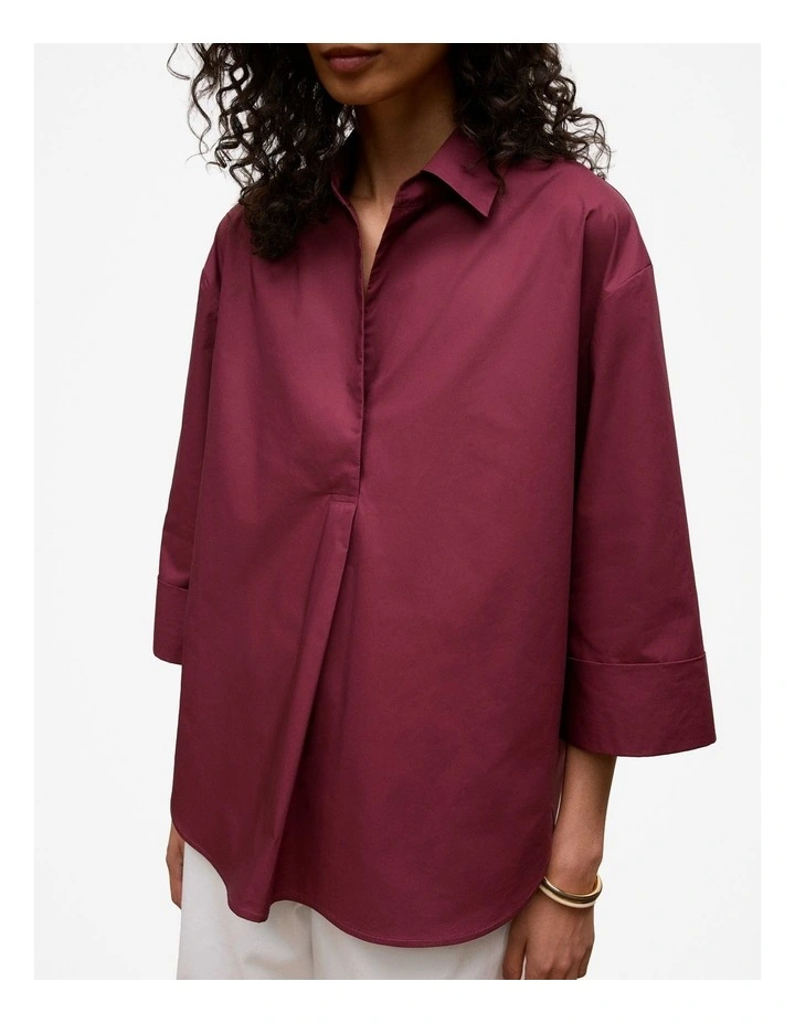 Cotton Poplin Shirt in Auburn image 3