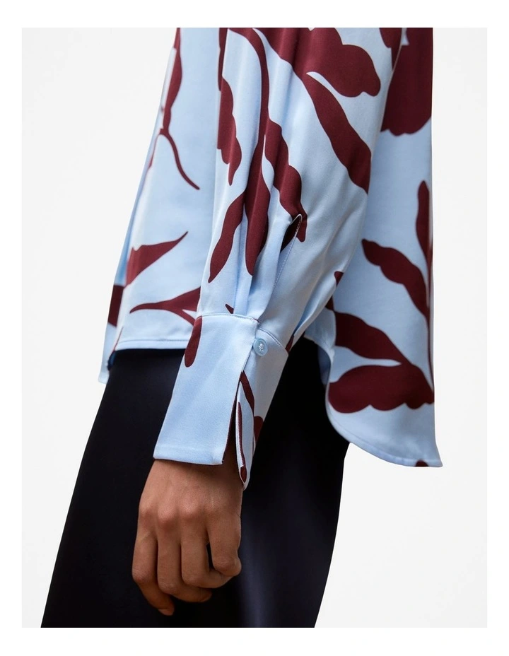 Karra Satin Popover Blouse in Sky image 4