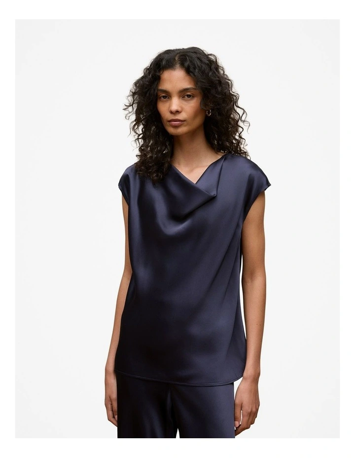 Satin Cowl Neck Blouse in Night Sky image 2