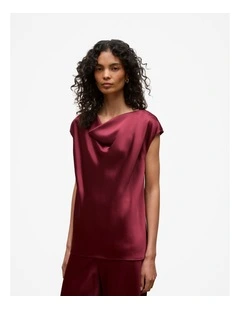 Satin Cowl Neck Blouse in Auburn