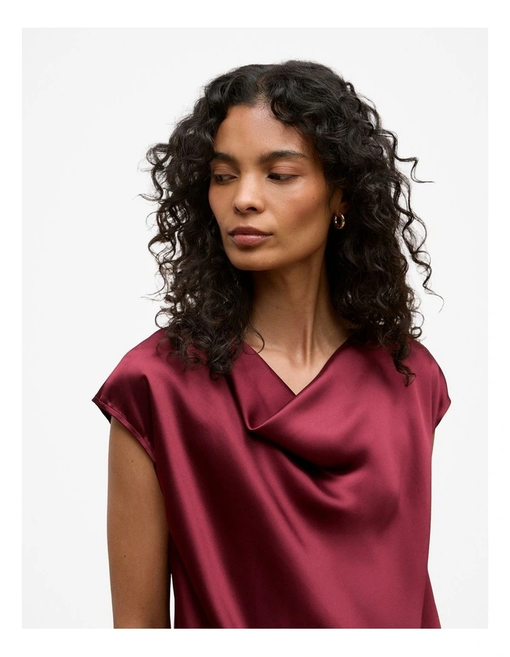 Satin Cowl Neck Blouse in Auburn image 3