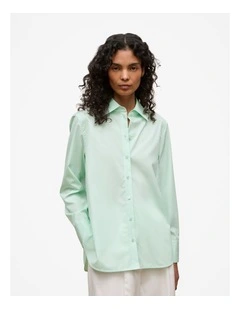 Cotton Poplin Long Sleeve Shirt in Peppermint