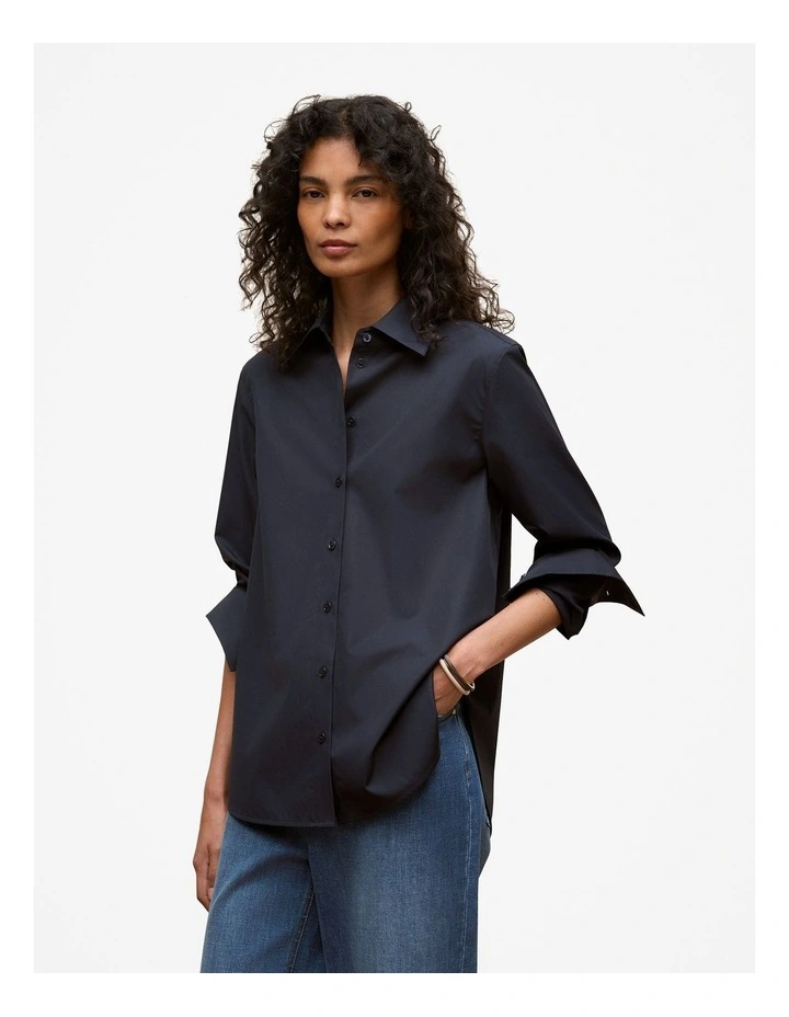 Cotton Poplin Long Sleeve Shirt in Night Sky image 2