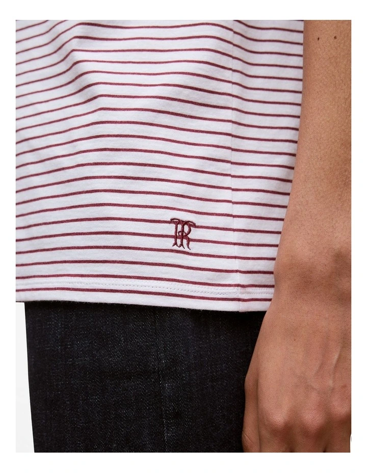 Australian Cotton Stripe Half Sleeve T-shirt in Auburn image 3