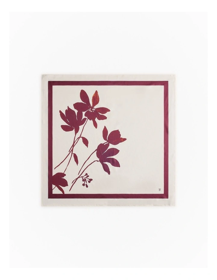 Wren Floral Silk Scarf in White image 2