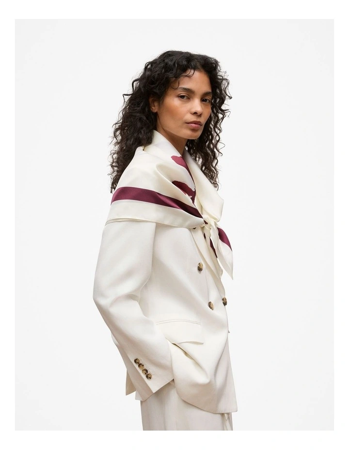 Wren Floral Silk Scarf in White image 3