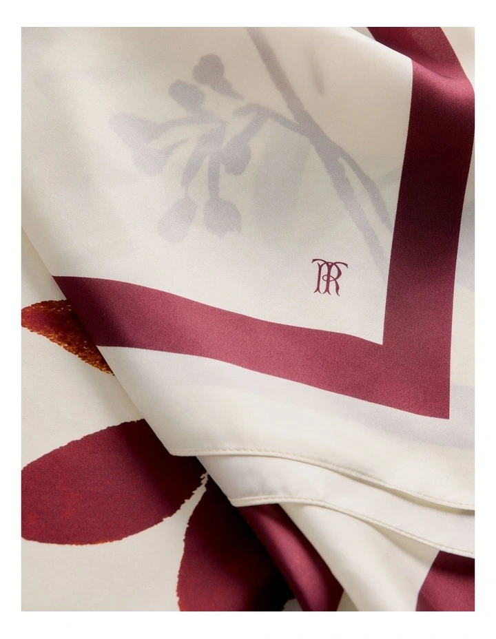 Wren Floral Silk Scarf in White image 4