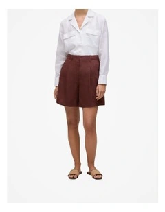 Delave Linen Tailored Short in Espresso
