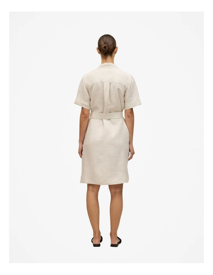 Linen Pocket Detail Shirt Dress in Flax image 5