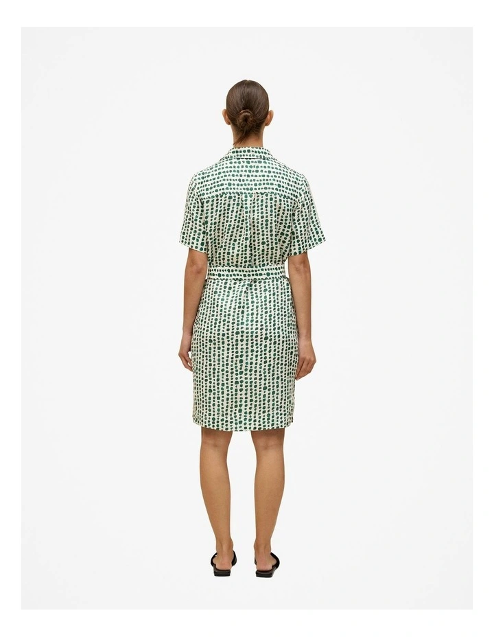 Brush Spot Linen Shirt Dress in True Green image 6
