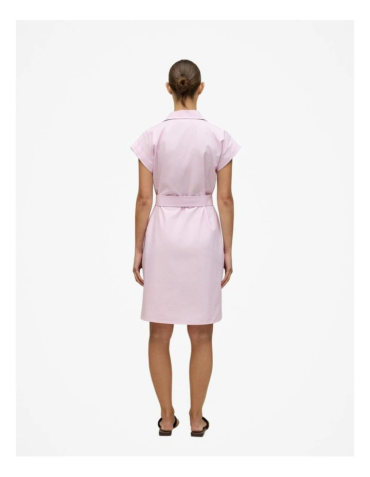 Cotton Poplin Cap Sleeve Shirt Dress in Soft Lilac image 6