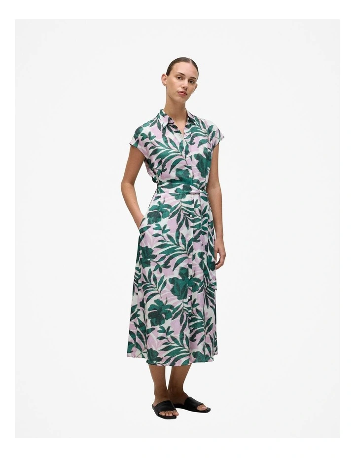 Arbour Cap Sleeve Midi Shirt Dress in True Green image 2