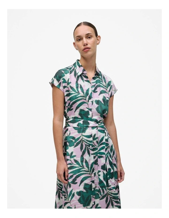 Arbour Cap Sleeve Midi Shirt Dress in True Green image 3