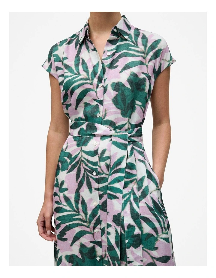 Arbour Cap Sleeve Midi Shirt Dress in True Green image 4