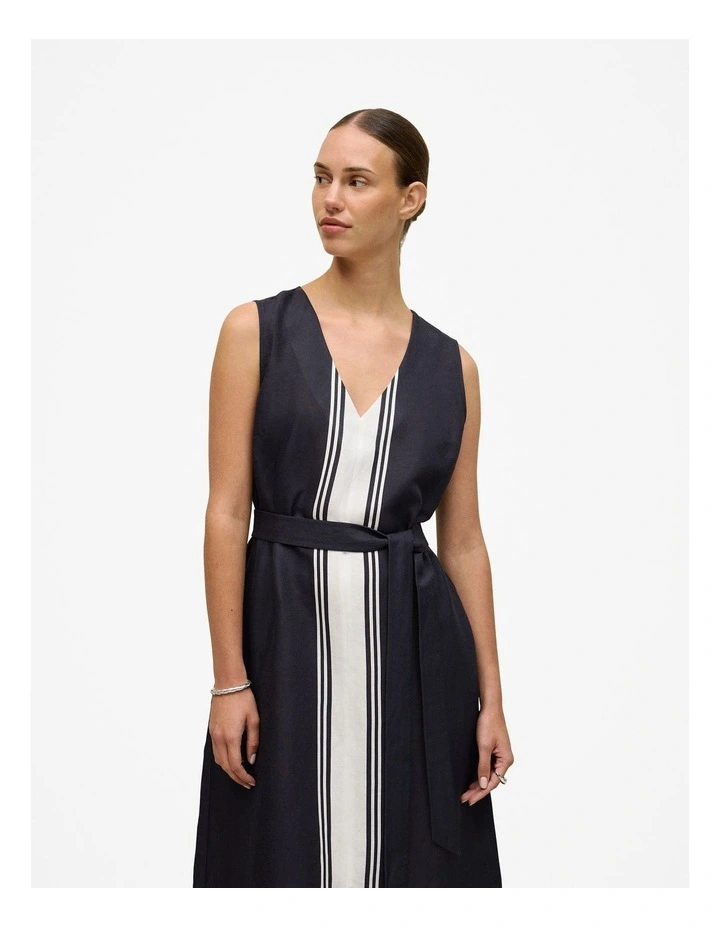 Linen Blend Border Print Dress in Night Sky image 3