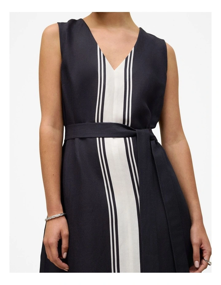 Linen Blend Border Print Dress in Night Sky image 4