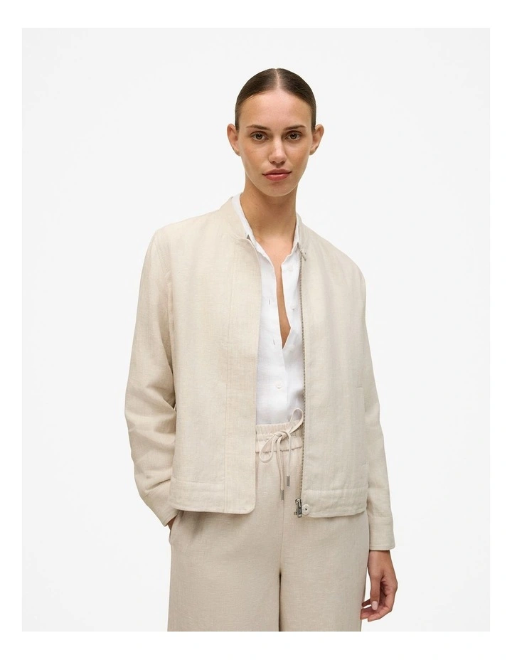 Linen Bomber Jacket in Flax image 2