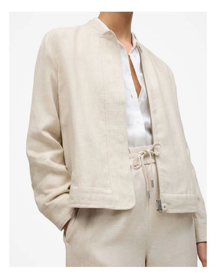 Linen Bomber Jacket in Flax image 4