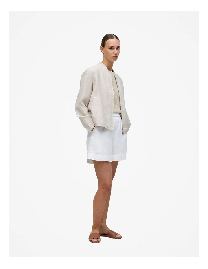 Linen Cotton Cable Knit Jumper in Flax image 4