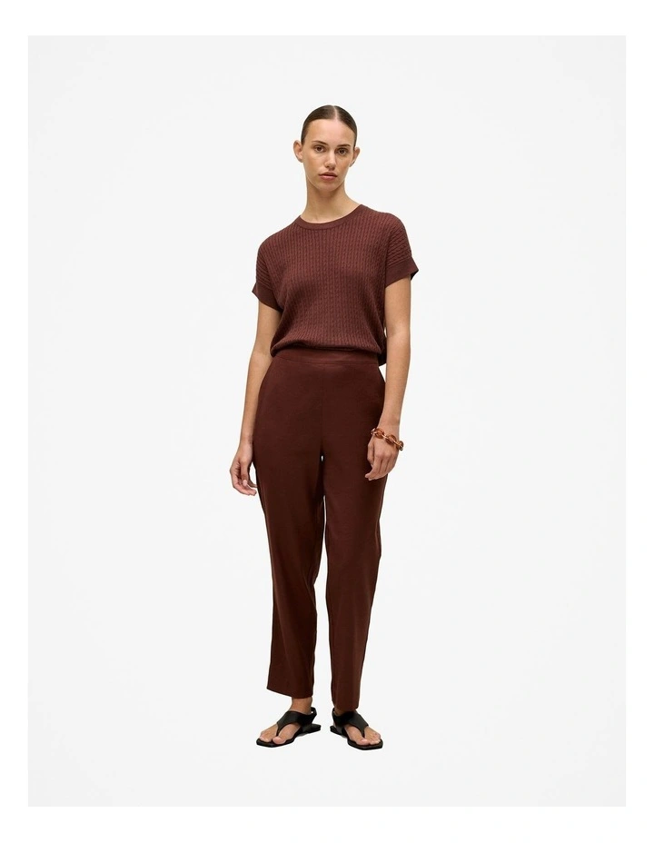 Linen Cotton Cable Knit Jumper in Espresso image 2