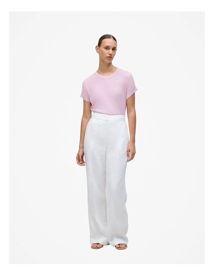 Linen Cotton Cable Knit Jumper in Soft Lilac image 2