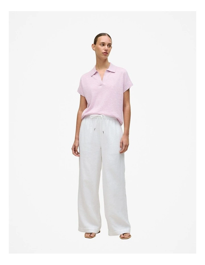 Linen Cotton Relaxed Knit Polo in Soft Lilac image 2