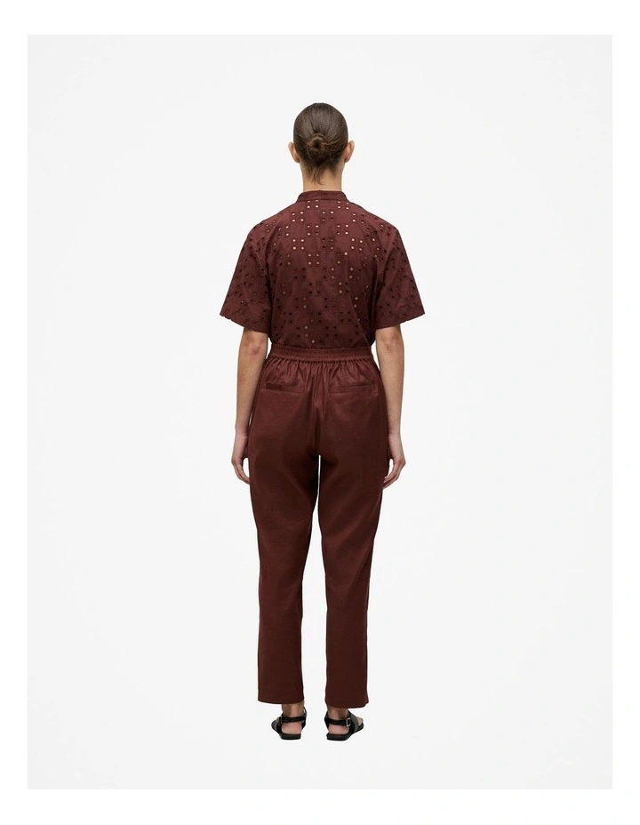 Stretch Linen Blend Pull On Pant in Espresso image 5