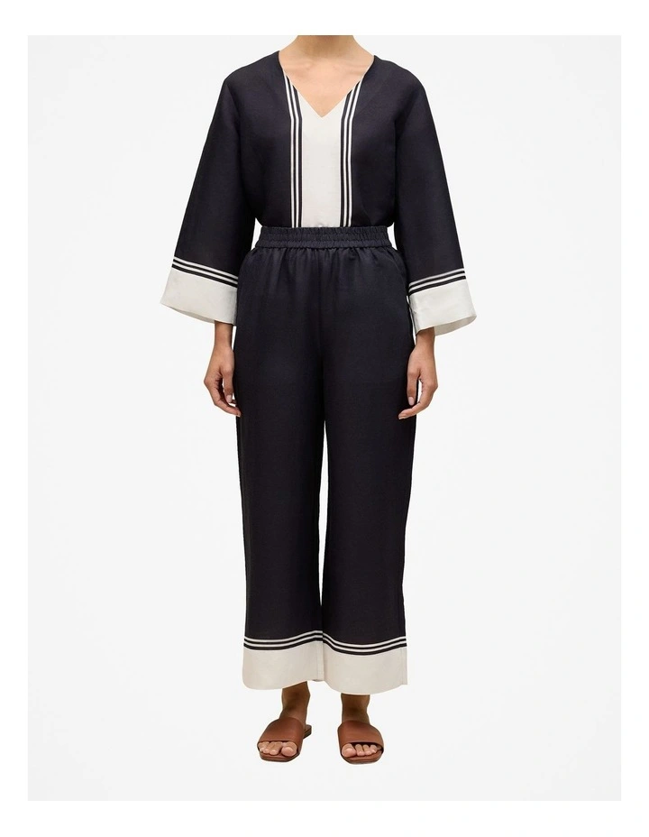 Linen Blend Border Print Pant in Night Sky image 2