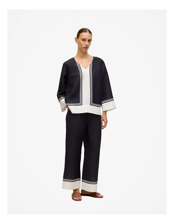 Linen Blend Border Print Pant in Night Sky image 3