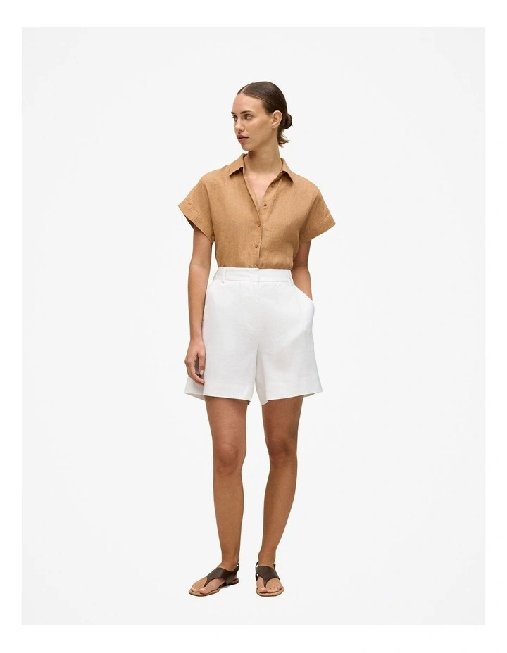 Delave Linen Cap Sleeve Shirt in Sahara Tan image 2
