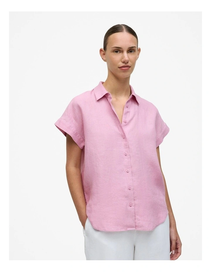 Delave Linen Cap Sleeve Shirt in Soft Lilac image 1