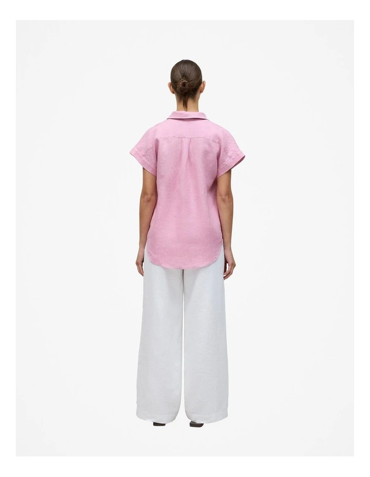 Delave Linen Cap Sleeve Shirt in Soft Lilac image 4
