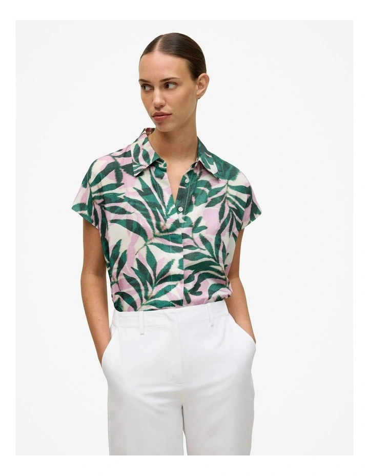 Arbour Modal Cap Sleeve Shirt in True Green image 1