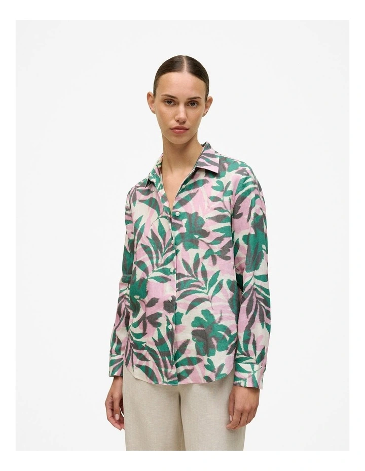 Arbour Linen Long Sleeve Shirt in True Green image 1