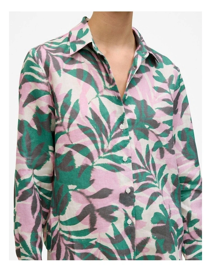 Arbour Linen Long Sleeve Shirt in True Green image 3