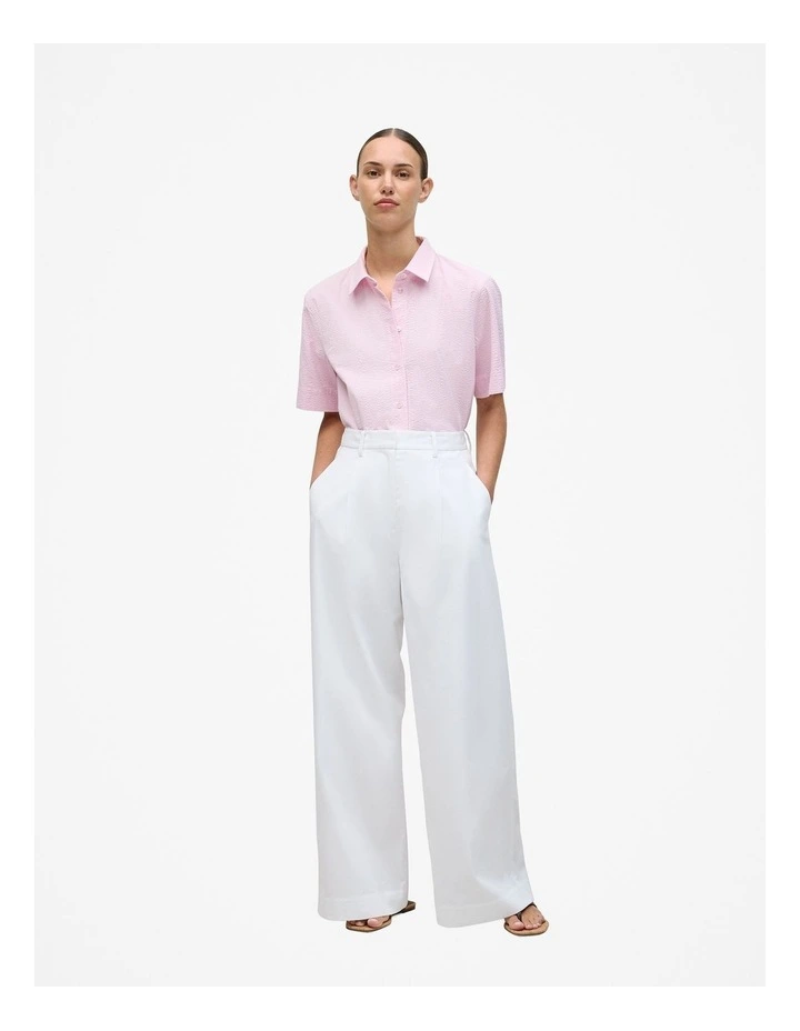 Cotton Seersucker Short Sleeve Shirt in Soft Lilac image 2