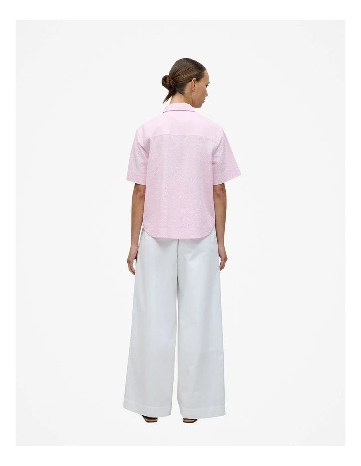 Cotton Seersucker Short Sleeve Shirt in Soft Lilac image 4