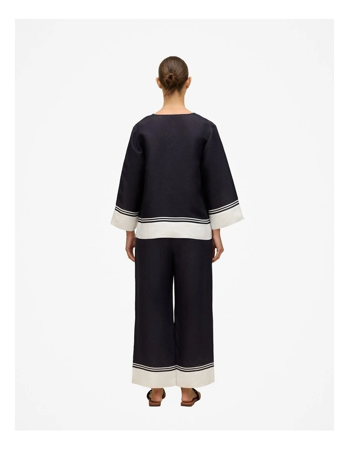 Linen Blend Border Print Popover Shirt in Night Sky image 6