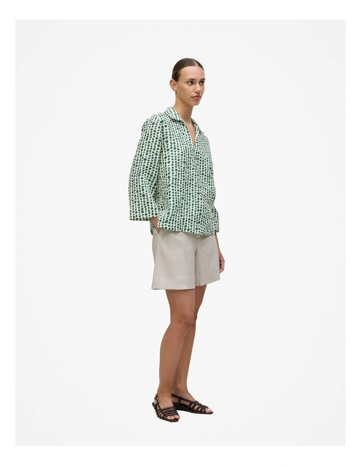 Brush Spot Linen Popover Shirt in True Green image 5