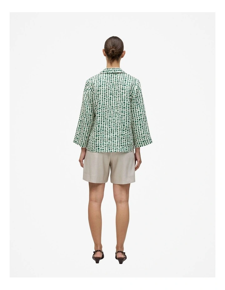 Brush Spot Linen Popover Shirt in True Green image 6