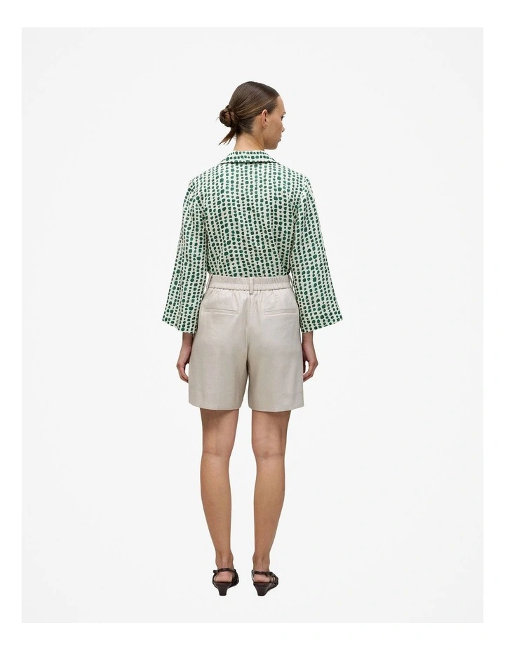 Yarn Dyed Linen Blend Tailored Shorts in Flax image 5