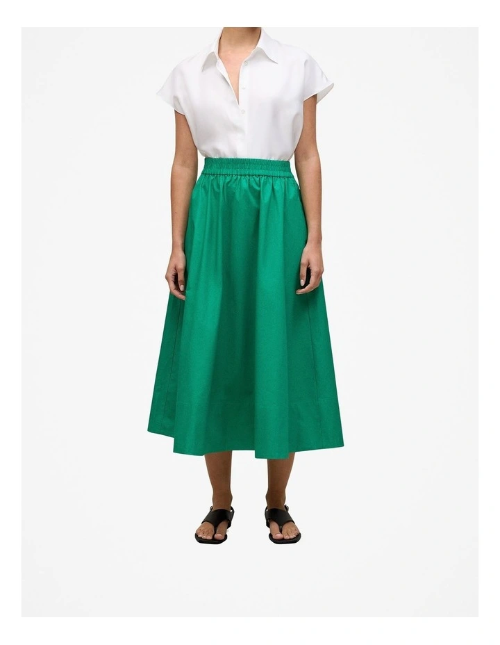 Cotton Poplin Pull On Skirt in True Green image 1