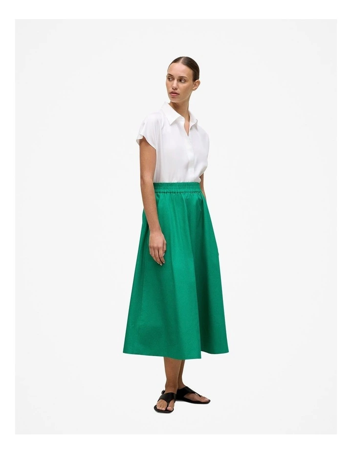 Cotton Poplin Pull On Skirt in True Green image 4