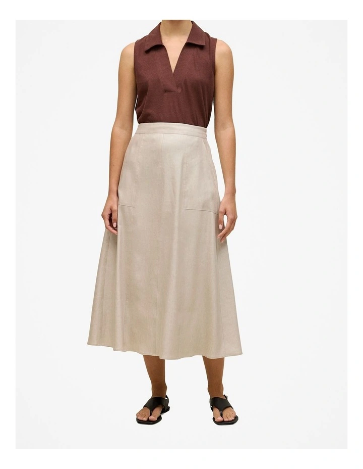 Yarn Dyed Linen Blend Skirt in Flax image 2