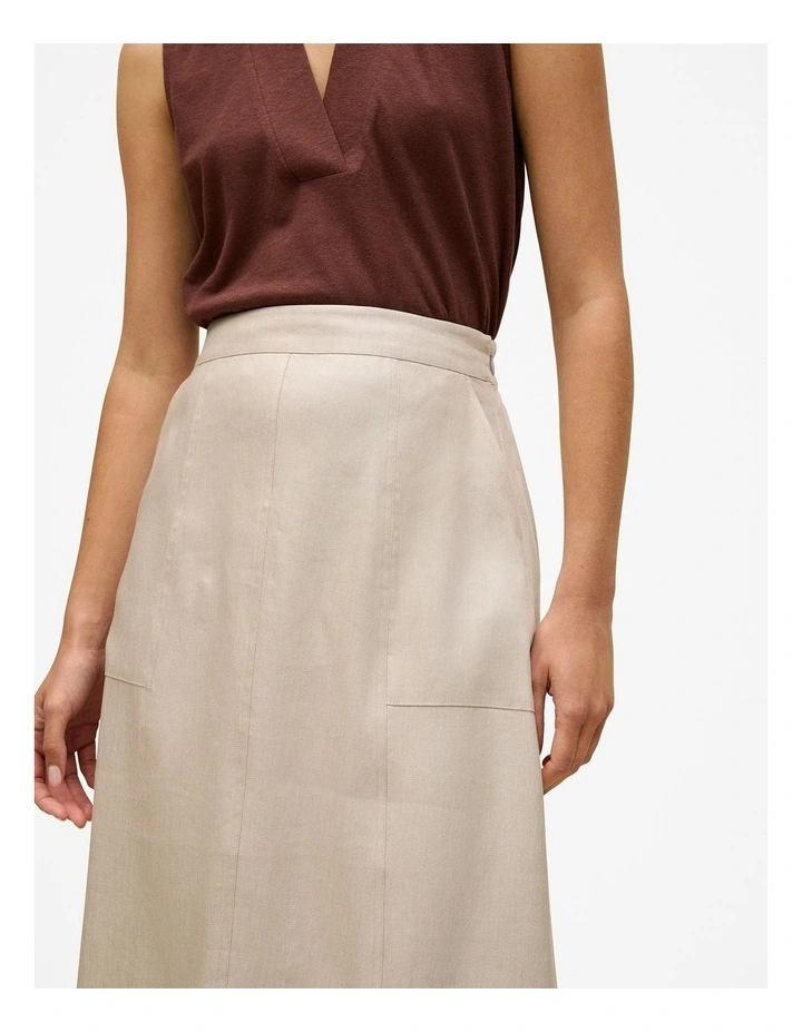 Yarn Dyed Linen Blend Skirt in Flax image 4