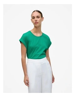 Cotton Cuff Sleeve T-shirt in True Green